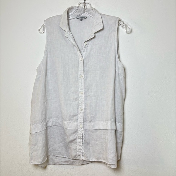 ROSSO35 Made in Italy Linen Ethereal Light Grey Button Down Tunic Sleeveless Top - Picture 11 of 16